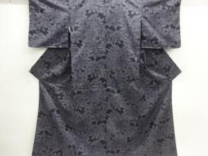 未使用品　花模様織出し手織り紬着物